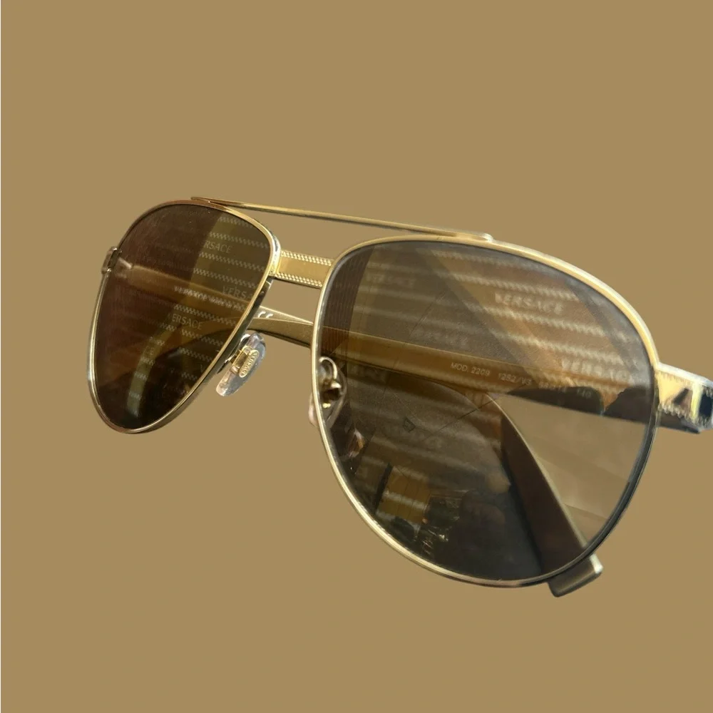 Versace Men’s Beige Metal Aviator VE2209 Sunglasses 1252/V3